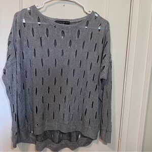 Generation Love Geneva Metal Slit Sweater, Silver, Oversized, Sz XS/S